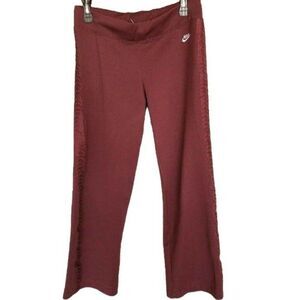 Vintage Nike Womens Pants S Dusty Rose Wide Leg Braid Detail 90s Athletic Active